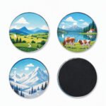 Customized Tinplate Glass Round Fridge Magnets
