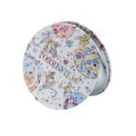 Customized tinplate+PU leather circular folding mirror - Image 2
