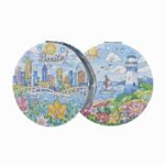 Customized Double Side PU Leather Foldable Cosmetic Mirrors - Image 3