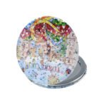 Customized tinplate+PU leather circular folding mirror