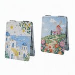 Customized Tinplate Double Side PU Leather Folding Makeup Mirrors