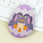 Custom Egg-shaped Raised Foil Glitter Holographic Button Pins - Image 5