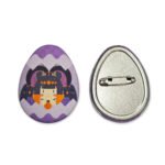 Custom Egg-shaped Raised Foil Glitter Holographic Button Pins - Image 2