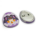 Custom Egg-shaped Raised Foil Glitter Holographic Button Pins