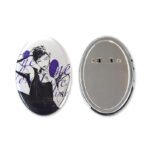 Custom Oval Cold Foil Stamping Glitter Holographic Button Pins - Image 4