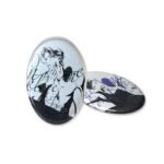 Custom Oval Cold Foil Stamping Glitter Holographic Button Pins - Image 3