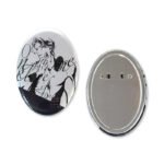 Custom Oval Cold Foil Stamping Glitter Holographic Button Pins - Image 2