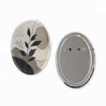 Customized Tinplate Oval Gold Foil Embossed Holographic Badge Pins - Image 2
