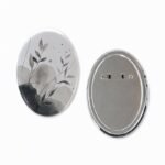 Customized Tinplate Oval Gold Foil Embossed Holographic Badge Pins - Image 3