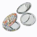 Customized PU Leather Round Folding Makeup Mirror - Image 2