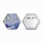 Custom Hexagon Glitter Holographic Button Pins - Image 2