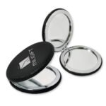 Customized PU Leather Round Shape Makeup Mirror Keychains - Image 3
