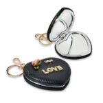 Customized PU Leather Heart Shape Makeup Mirror Keychains - Image 4