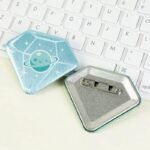 Custom Diamond-Shaped Glitter Holographic Button Pin - Image 3