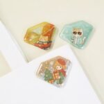 Custom Diamond-Shaped Glitter Holographic Button Pin - Image 4
