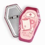 Custom Coffin-Shaped Glitter Holographic Button Pin - Image 5