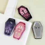 Custom Coffin-Shaped Glitter Holographic Button Pin - Image 6