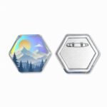 Custom Hexagon Glitter Holographic Button Pins