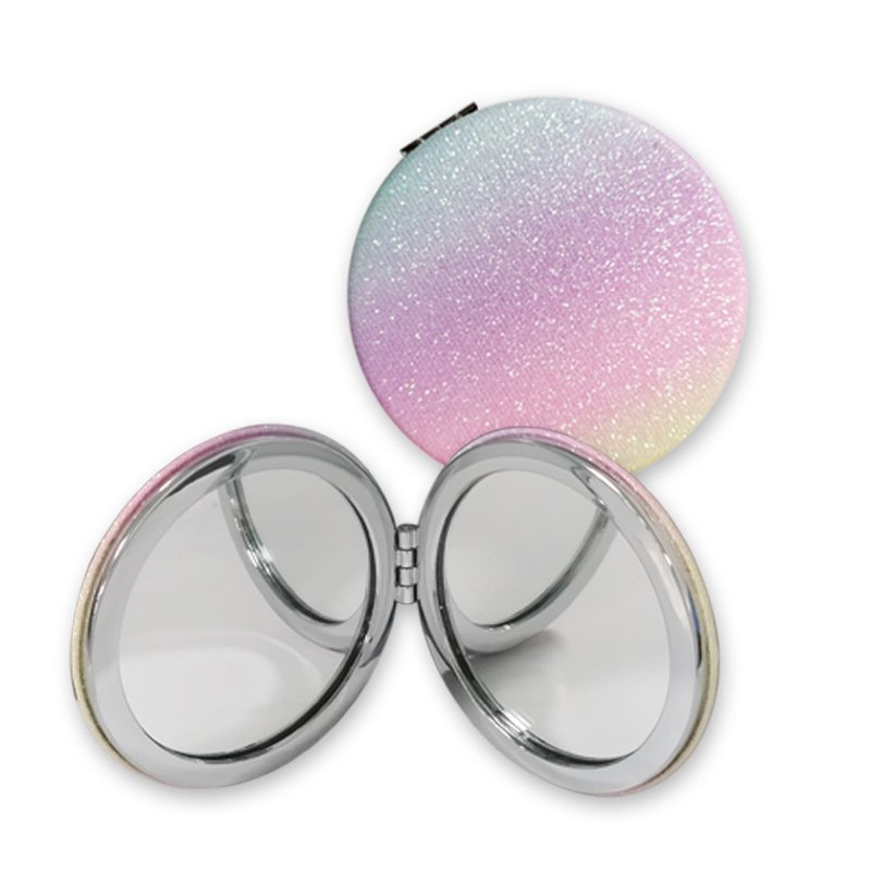 6 Customized Gradient Glitter Double-Sided Round Folding Makeup Mirror - Image 1