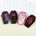 Custom Coffin-Shaped Glitter Holographic Button Pin - Image 7