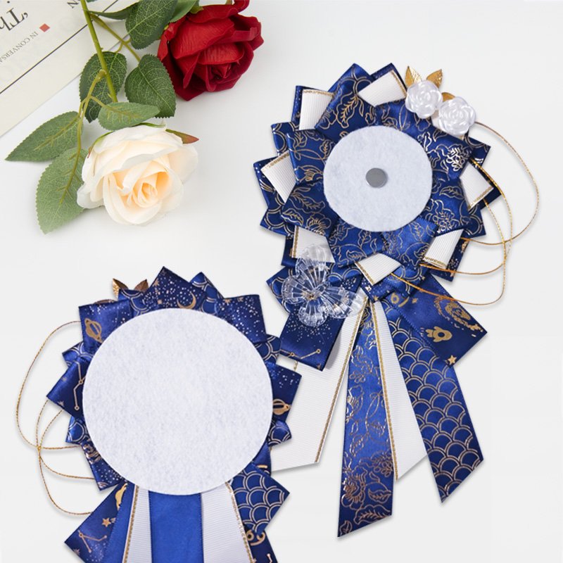 蓝色胸花2 Customized ribbon corsage - Image 1